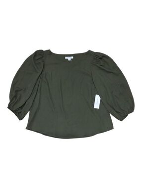 Monograph Olive Green Puff Sleeve Blouse L NWT